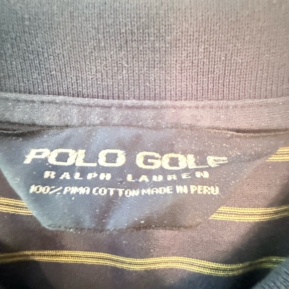 Polo Golf by Ralph Lauren Blue/Yellow Striped Polo Long Sleeve Shirt size Large - Picture 7 of 11